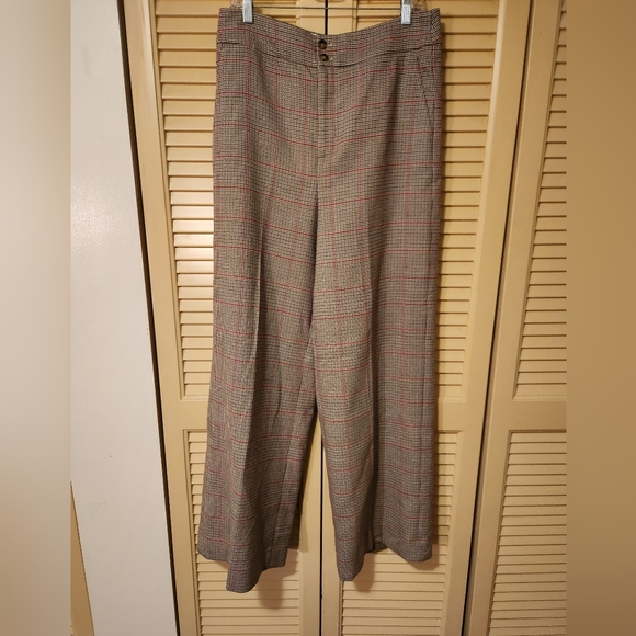 J Crew Plaid Wide Leg Pant - Picture 1 of 3